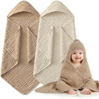 Muslin Hooded Baby Towels 2 Pack, 100% Cotton Baby Bath Towels by Unknown