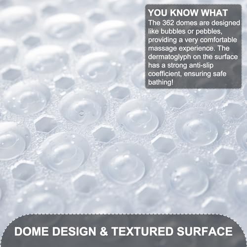 TEESHLY Bath Tub and Shower Mats, Non Slip 40 x 16 Inch Extra Long Bathtub Mat - Image 2