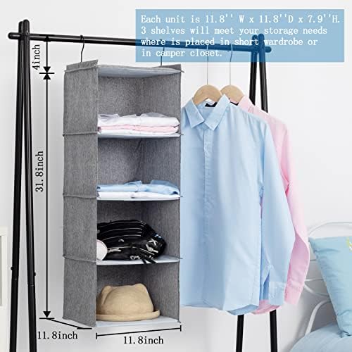 Hanging Closet Organizer 4-Shelf, Oxford Linen Wardrobe Storage - Image 3