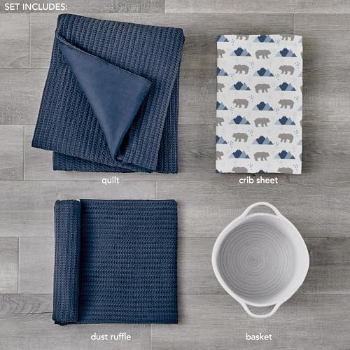 Levtex Baby - Mills Waffle Crib Bed Set - Baby Nursery Set - Navy - Navy - Image 2