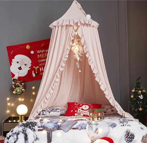 VETHIN Bed Canopy for Girls, Princess Round Dome Dreamy Mosquito Net Bedding by VETHIN