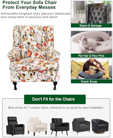 CRFATOP Wingback Chair Covers Stretch Armchair Slipcovers - Image 5