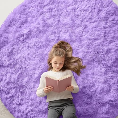 OLANLY Purple Round Rugs for Bedroom by OLANLY