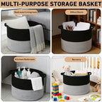 115L Large Blanket Basket, Woven Laundry Basket-Black&Light Grey - Image 6