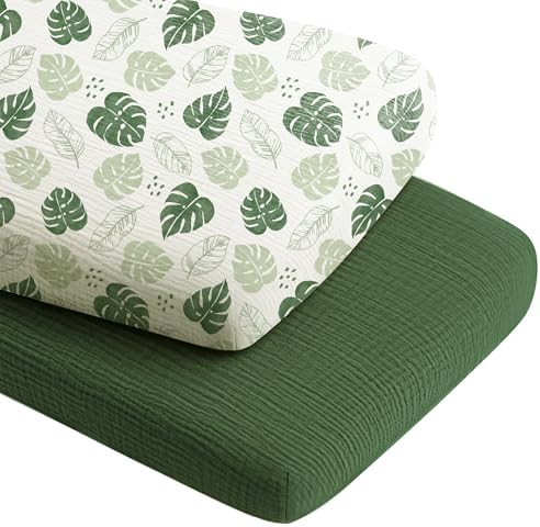 Konssy Muslin Bassinet Sheets for Baby Boys and Girls, 2 Pack by Konssy