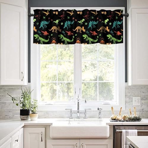 Dinosaur Valance Curtain for Boys Kids Nursery Playroom Room Decor Cartoon Dino - Image 2