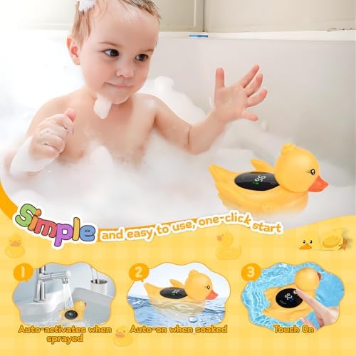 Baby Bath Thermometer Water Temp Safety Essential, Rechargeable Duck Toy - Image 3