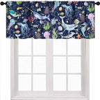 Shark Curtains Valance for Kids Room, Cartoon Sea Underwater Ocean Whale Turtle by Unknown
