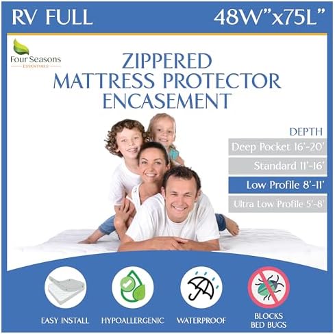 RV Short Full Mattress Protector Fits 8"-11" Depth by FourSeasonsEssentials