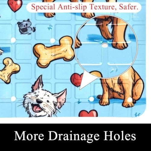 Shower Mat Non Slip 26.8 x 15.1 Inches, Cute Dogs Bathtub Mat Shower Stall Mats - Image 2
