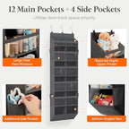 Lifewit 1 Pack Over the Door Organizer 12 Section Hanging Storage Dark Gray - Image 3