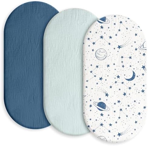 Gllquen Baby Muslin Bassinet Sheets 3pk, Soft Cotton Baby Sheet Boy 33x17 by GLLQUENBABY