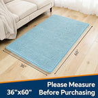Chenille Bathroom Rug 36"x60" Baby Blue, Large Plush Bath Mat - Image 2