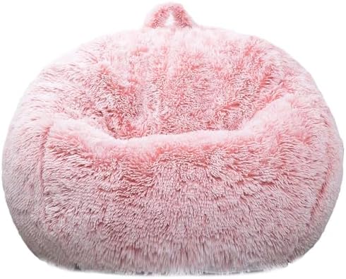 Fluffy Stuffed Animal Storage Bean Bag Chair Cover, Faux Fur Comfy Bean Bag - Image 2