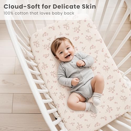 Konssy Muslin Bassinet Sheets for Baby Boys and Girls, 2 Pack - Image 4