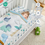 Dinosaur Mini Crib Bedding Set for Boys Light Blue Premium 3-Piece Baby Bedding - Image 4