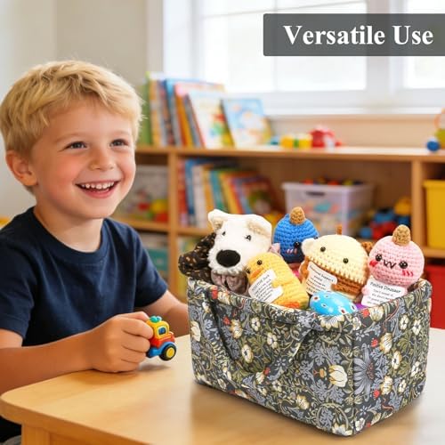 Small Storage Basket Organizer, Mini Fabric Floral Storage Baskets - Image 2