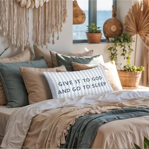 Give It to God and Go to Sleep 12x20 Pillow Cover, Christian Home Decor - Image 2