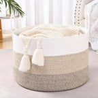 67L Large Woven Blanket Basket, Cotton Rope Baby Laundry Hamper - Image 2