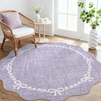 GarveeHome 6ft Round Rugs Washable Scalloped Bow Rug by GarveeHome