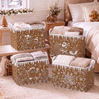4 Pack Christmas Storage Bin Collapsible Large Christmas Gingerbread Storage - Image 4