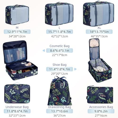 BAGAIL 8 Set Packing Cubes Luggage Packing Organizers - Image 2