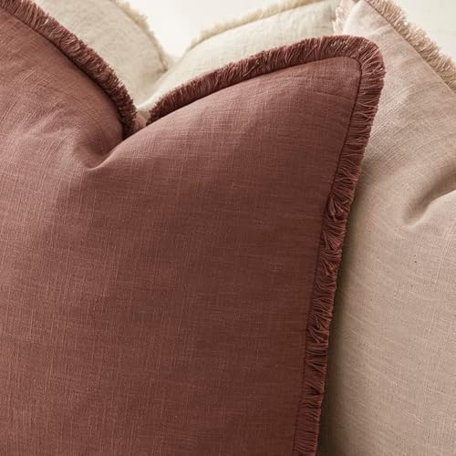 Foindtower Decorative Linen Fringe Lumbar Throw Pillow Covers Cozy Boho - Image 5