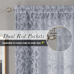 Lecloud Leia Light Grey Sheer Curtains 84 Inches Long 2 Panels, Semi Sheer - Image 2
