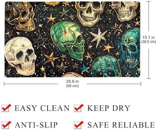 Shower Mat Non Slip, Skulls and Star Anti Slip Bath Mat - Image 4