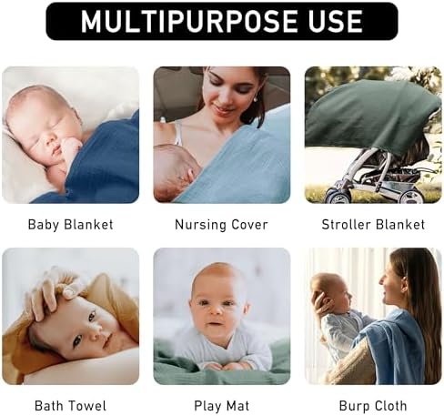 Muslin Swaddle Blankets for Newborn, 3 Pack Breathable Soft Receiving Blanket - Image 6