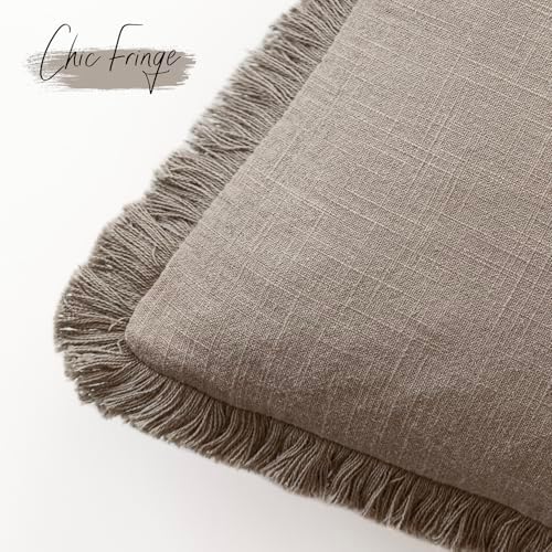 Foindtower Decorative Linen Fringe Throw Pillow Covers 26×26 Inch - Image 3