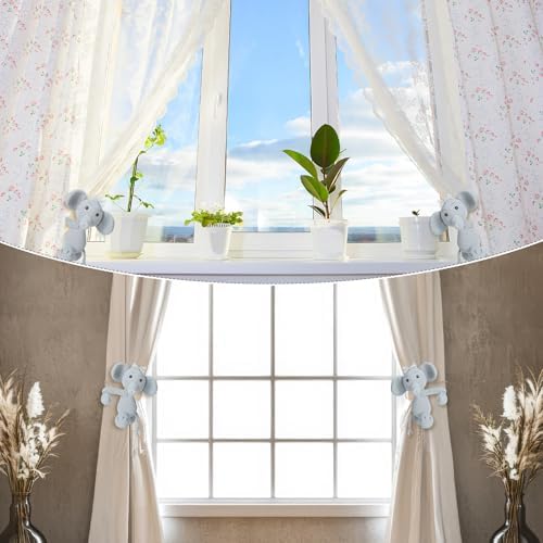 Moukeren Safari Crochet Animal Curtain Ties Back Elephant Shaped Curtain - Image 4