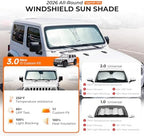 DooGooCoo Windshield Sun Shade for Jeep Wrangler & Gladiator 2011-2025 2026 - Image 2