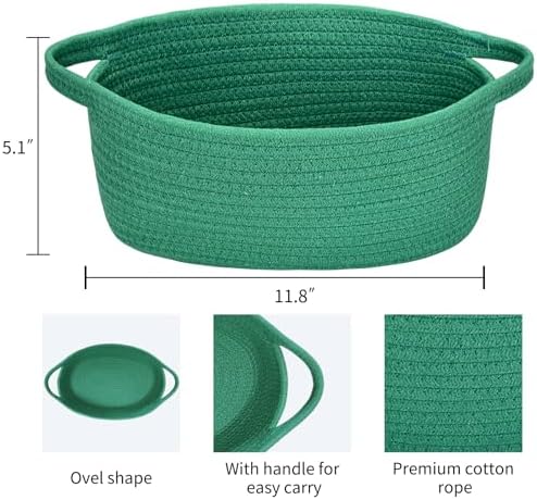 ABenkle Small Basket with Handles, Boho Decorative Rope Woven Dog Cat Toy - Image 2