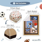Sports Mini Crib Bedding Set Boys Brown 3PCs Mini Crib Comforter Set Basketball - Image 3