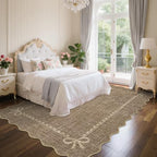 GarveeHome Scalloped Bow Rug 8x10 Washable Brown Rug - Image 2