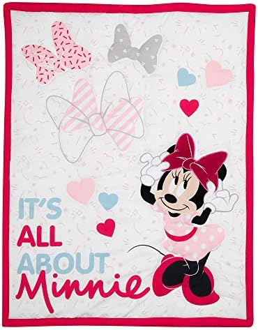 Lambs & Ivy Disney Baby Minnie Mouse Love 3-Piece Pink Nursery Crib Bedding Set - Image 7