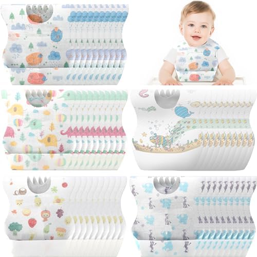 Shinymoon 100 Pcs Disposable Baby Bibs Individually Wrapped by Shinymoon