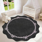 GarveeHome 6ft Round Rugs Washable Scalloped Bow Rug - Image 3
