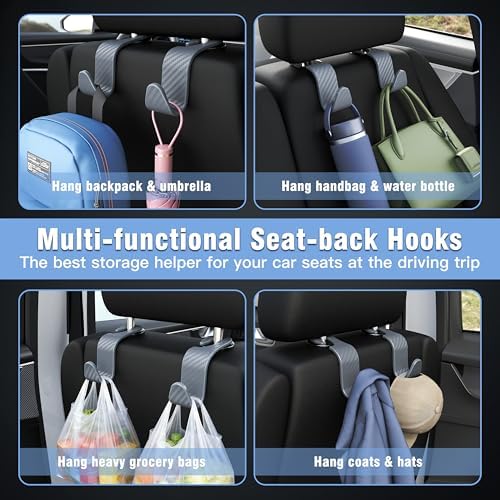 4-Pack Car Headrest Hooks Holds 55lbs Seat Storage Organizer - Image 4