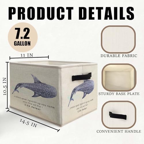 Ocean Whale Shark Christian Storage Bins Basket, Coastal Isaiah 43:2 Bible - Image 6