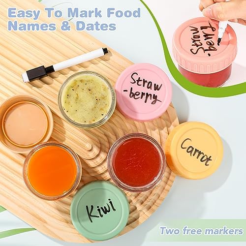 RowinsyDD 32 Pack Baby Food Containers, 4 oz Glass Baby Food Jars - Image 4