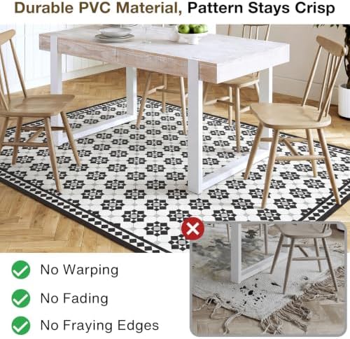 2' x 20' Tile-Inspired Decorative Vinyl Hallway Runner Mat, Waterproof - Image 5