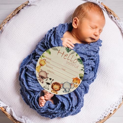 Woodland Baby Name Sign 6" Round Wood Birth Announcement - Image 3