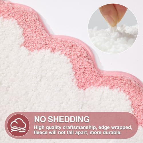 ORTIGIA Long Cute Scalloped Bathroom Rugs Runner, Fun Pink Plush Microfiber - Image 5