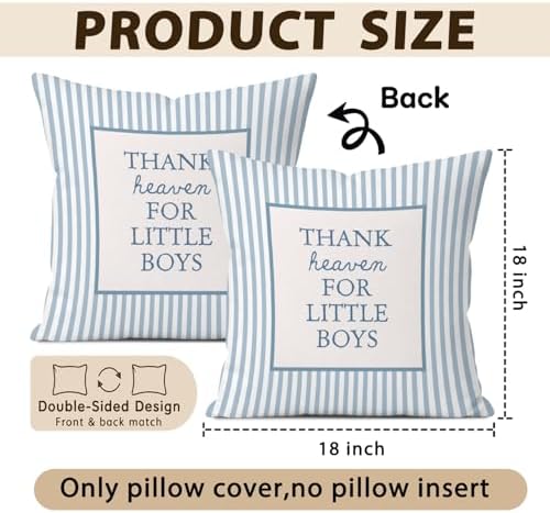 Thank Heaven for Little Boys Pillow Cover 18x18 - Image 5