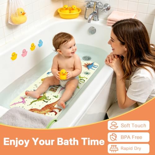 Baby Bath Mat for Tub, Non Slip Kids Bath Shower Mat, 40 X 16 Inch - Image 6