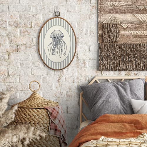 SONMYSULIL Coastal Beach Jellyfish Wall Art Decor, Ocean Beach Nursery Oval - Image 4