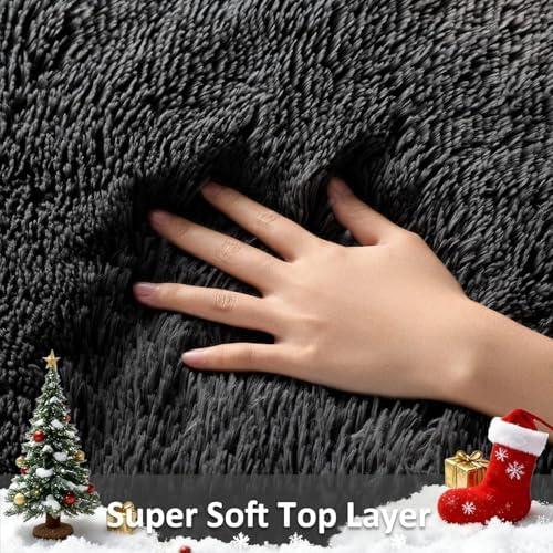 Ophanie Runner Rug for Hallway, 2x6 Bedroom Black Runner Rugs, Non Slip Fluffy - Image 3
