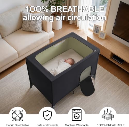 Crib Blackout Cover for Pack N Play, Breathable Sleep Canopy - Image 3